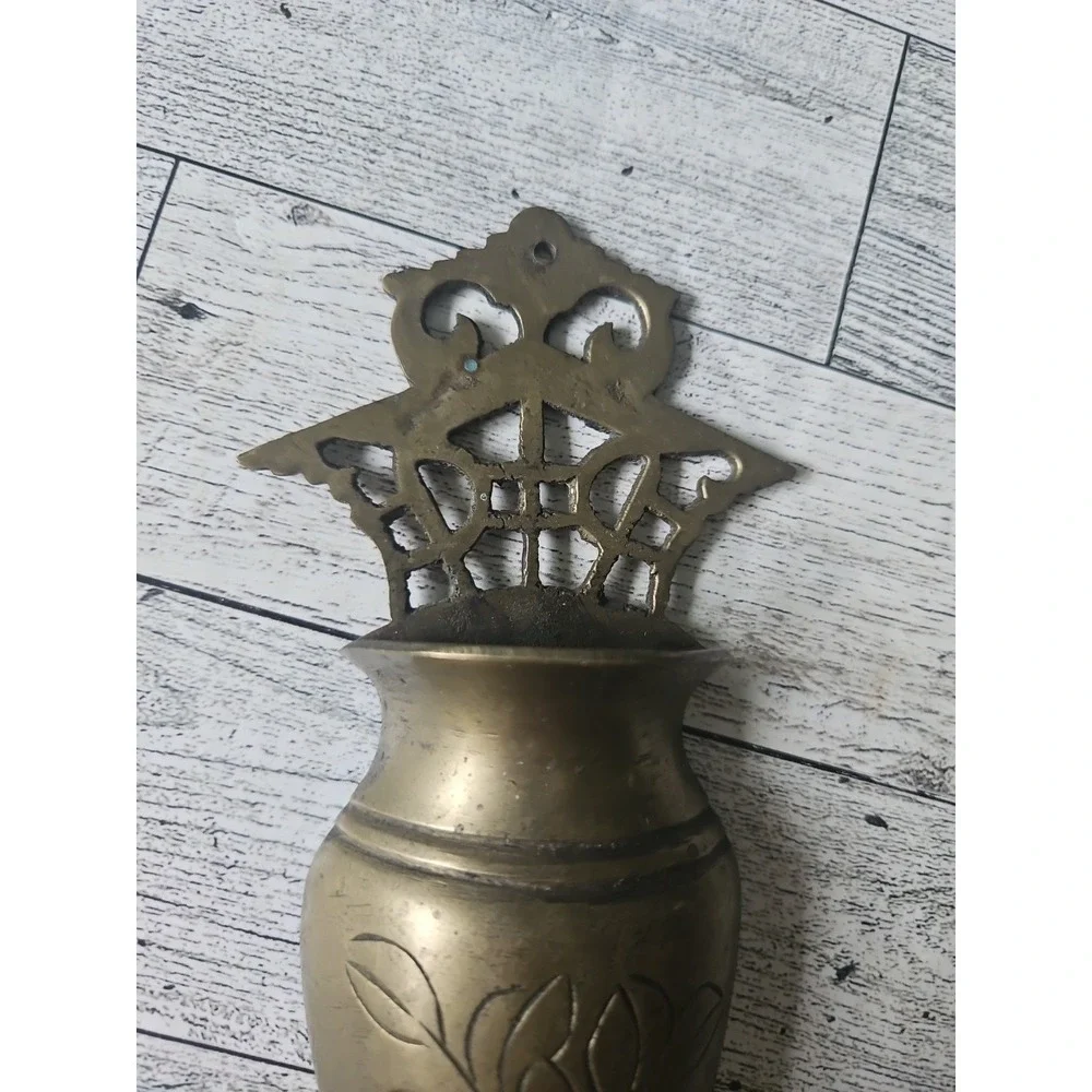 Decorative Brass Wall Hook Flower Pot Engraved Double Hook Home Decor